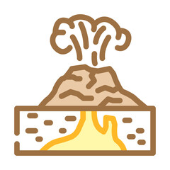 volcanic earthquake disaster color icon vector illustration