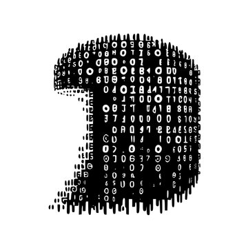 Binary Code - Black and White Isolated Icon - Vector illustration