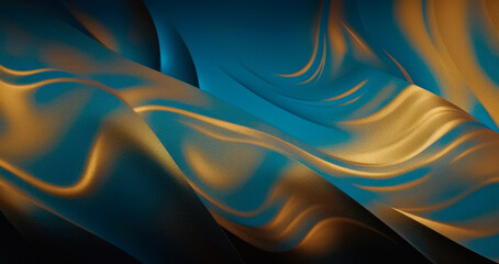 Fototapeta premium fondo con formas metalicas de tonos azules y dorados,abstracto. Ilustracion de IA generativa