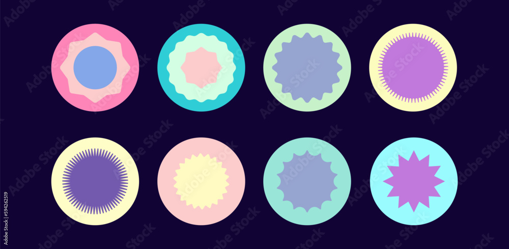Poster retro star shapes. set of star shapes and circles.