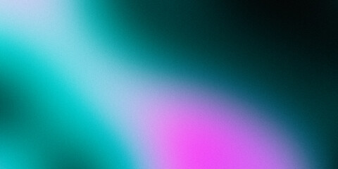 Dark turquoise pink grainy gradient background, copy space, noise texture effect, wide banner size