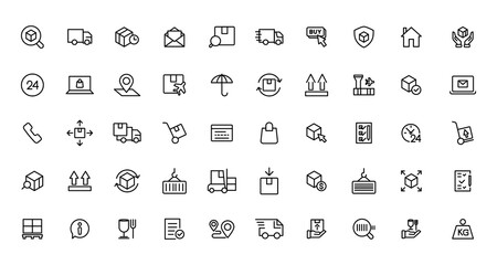 Delivery line icons set. Shipping icon collection. Vector