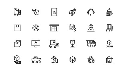 Delivery line icons set. Shipping icon collection. Vector