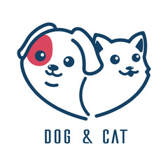 Dog and cat cute cartoon illustration