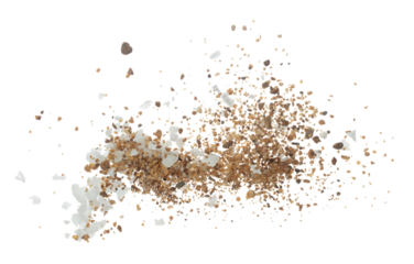 Salt mix sand flying explosion, great big white salts flower explode abstract cloud fly. Sand salt rock splash in air, seasoning element design. White background isolated high speed freeze motion