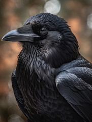 Fototapeta premium Close up of a black crow. Generative AI