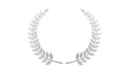 Silver award laurel wreath isolated on transparent background. Minimal concept. 3D render