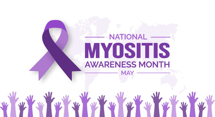Obraz premium Myositis Awareness Month background or banner design template celebrated in may