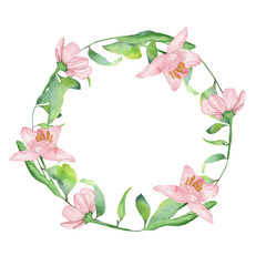 Watercolor frame - illustration with flowers elements, for wedding stationery, congratulations, wallpapers, and more on white background.