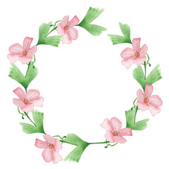 Watercolor frame - illustration with flowers elements, for wedding stationery, congratulations, wallpapers, and more on white background.