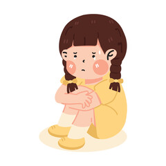 Kid girl crying sad cartoon