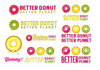 set of vector modern donuts logos