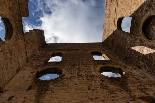 Looking up view from the old blast furnace, Lithgow, NSW, Australia.
