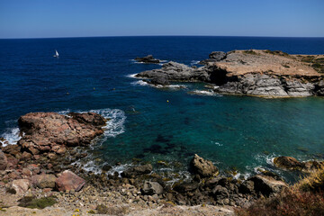 Fototapeta na wymiar Views of Cala Fria beach from Cabo de Palos lighthouse