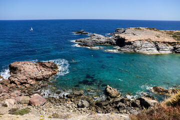 Views of Cala Fria beach from Cabo de Palos lighthouse
