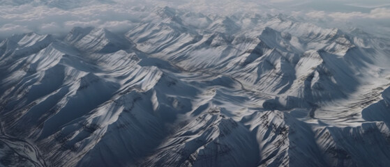 Fototapeta premium Experience the grandeur of a mountain aerial view showcased in a textured board poster background. A scenic illustration capturing the essence of nature's beauty created using generative AI tools 