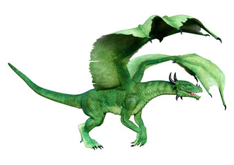 3D Rendering Fairy Tale Dragon on White