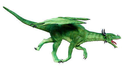 3D Rendering Fairy Tale Dragon on White