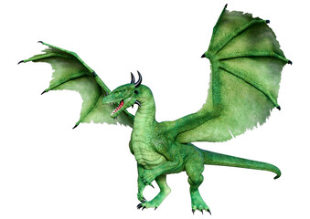 3D Rendering Fairy Tale Dragon on White