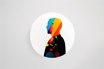 man, portrait, design, person, face, businessman, silhouette of a man in profile with colored circles