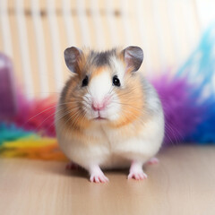A close-up shot of a cute hamster
