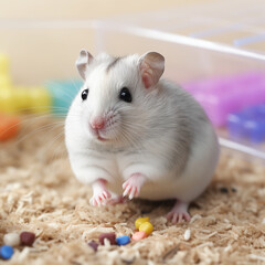 A close-up shot of a cute hamster