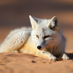 Close-up shot of a fox living in the desert