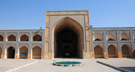 Fototapeta na wymiar Located in Iran's Isfahan province, Jameh Mosque was built in the 9th century.