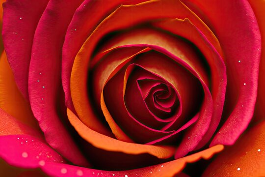 a close up of a colorful rose on a brown background, generative ai