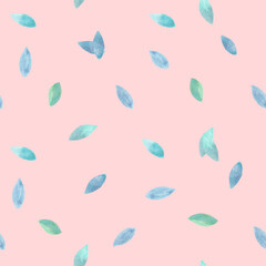 A simple light coral pattern with watercolor leaves