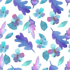large floral blue seamless pattern