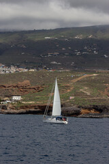 wild resort ocean view with white sailing  yacht