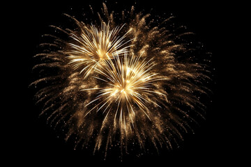 Fototapeta premium Golden Firework on Black Isolated Background with illustration light Glow