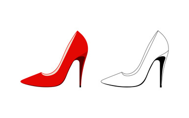 Stiletto heels illustration, colorful and line editable stroke