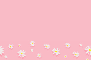 Cute minimal flower birthday party celebration background border with copy space. Vector illustration