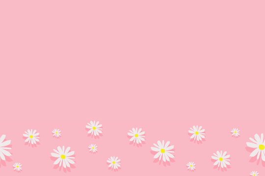 Cute minimal flower birthday party celebration background border with copy space. Vector illustration