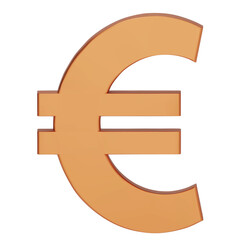 Obraz premium 3D Euro symbol isolated on white background. Copper 3D Euro Currency Icon. Euro symbol for your web site design, logo, app, UI. 3D vector illustration.