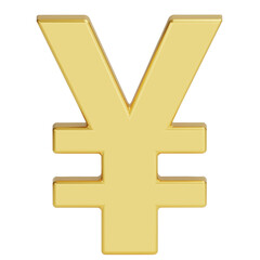 Obraz premium The Japanese yen currency symbol is isolated on white background. 3D Japan yen or Chinese Yuan currency symbol. Gold Yen icons. 3d vector illustration.