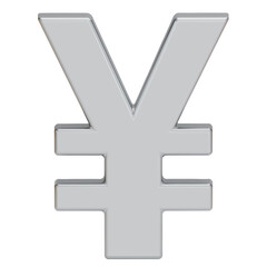 Obraz premium The Japanese yen currency symbol is isolated on white background. 3D Japan yen or Chinese Yuan currency symbol. Silver Yen icons. 3d vector illustration.