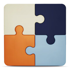 Puzzle pieces icon isolated on white background. Colorful jigsaw puzzle cube, strategy jigsaw business, and education. Puzzle, jigsaw, incomplete data concept. 3d png  illustration.