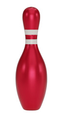 Realistic colorful 3D bowling pins set isolated on white background. Red Bowling pin. Bowling icon. 3D png  illustration.