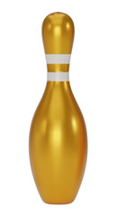 Realistic colorful 3D bowling pins set isolated on white background. Yellow Bowling pin. Bowling icon. 3D png  illustration.