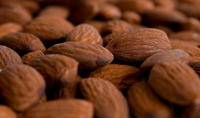 Almond nut, close up. Nut background. Almond texture.
