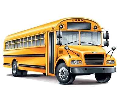 Illustration of Yellow Student School Bus Cartoon Clipart