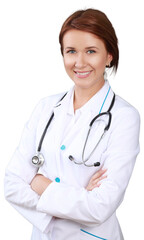 Fototapeta premium Young Doctor with Arms Folded - Isolated