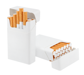 Open pack of cigarettes isolated on transparent background