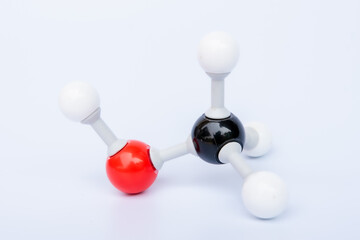 Methanol molecular structure isolated on white background. Chemical formula is CH3OH, Chemistry...