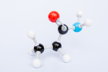Propanamide molecular structure isolated on white background. Chemical formula is C2H5CONH2, Chemistry molecule model for education on white background