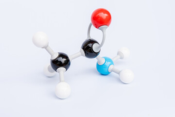 Ethanamide molecular structure isolated on white background. Chemical  formula is CH3CONH2,, Chemistry molecule model for education on white background