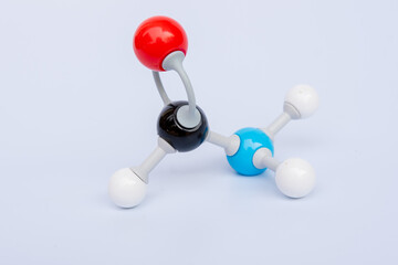 Mathanamide molecular structure isolated on white background. Chemical formula is HCONH2, Chemistry molecule model for education on white background